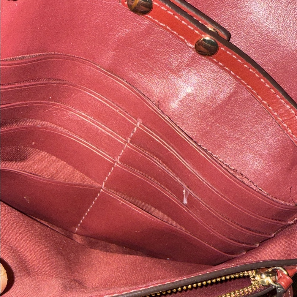 Coach Signature Floral Crossbody in Brown and Red - Picture 10 of 15